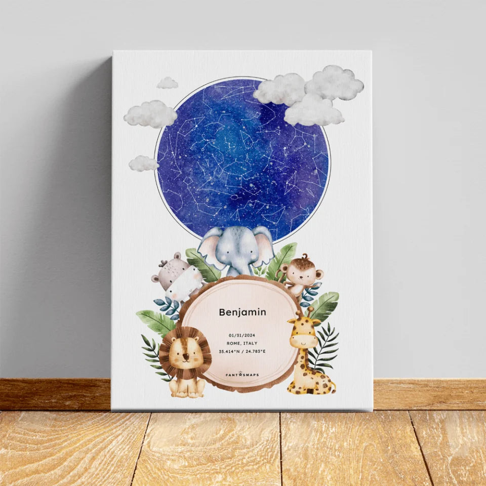 Baby Star Map Canvas - fantasmaps.com