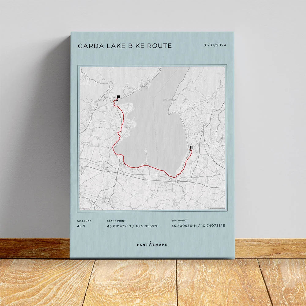 Bike Route Map Canvas - fantasmaps.com
