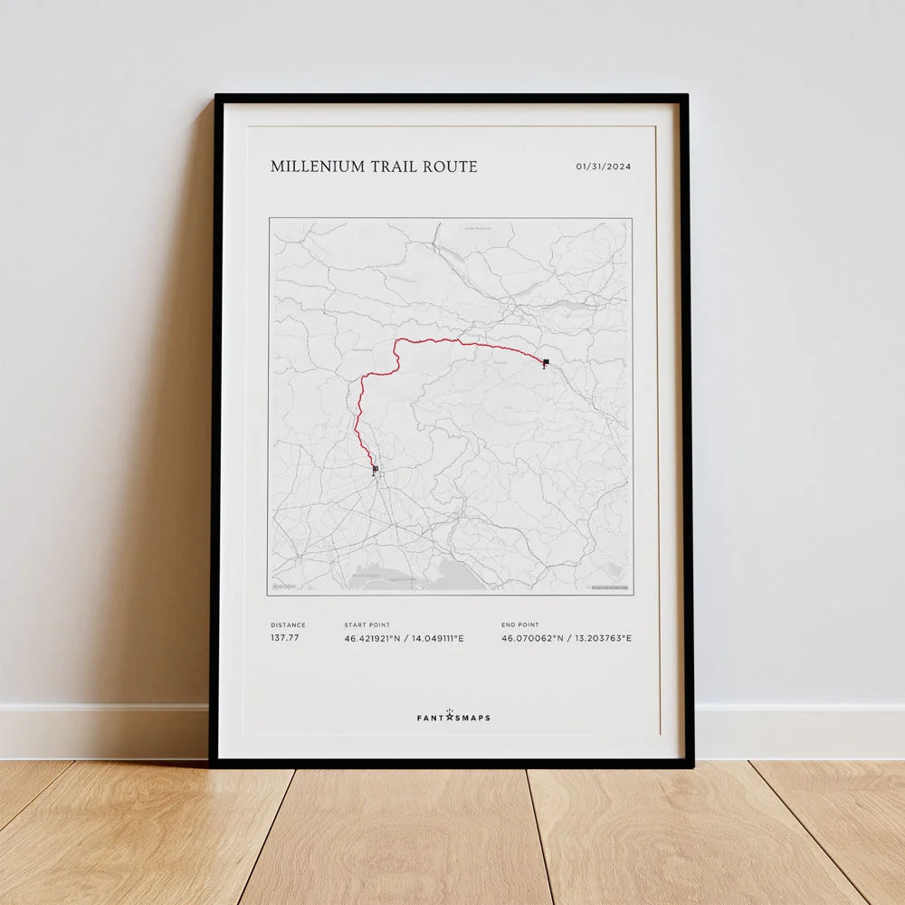 Bike Route Map Premium Poster - fantasmaps.com