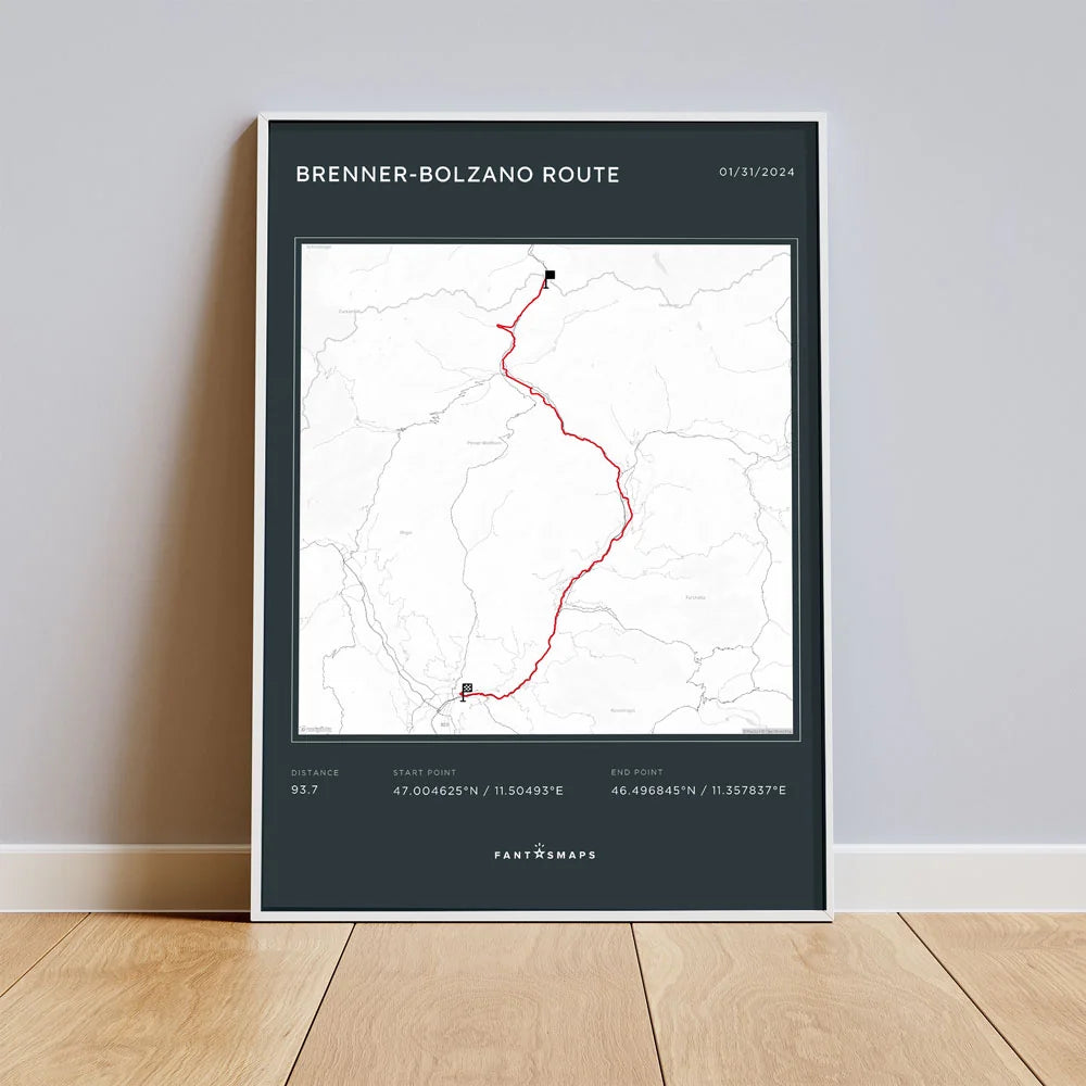 Bike Route Map Poster - fantasmaps.com